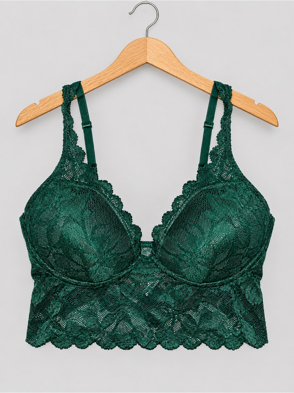 🍒3/33$ refuge Forest Green Lace Longline Bralette
